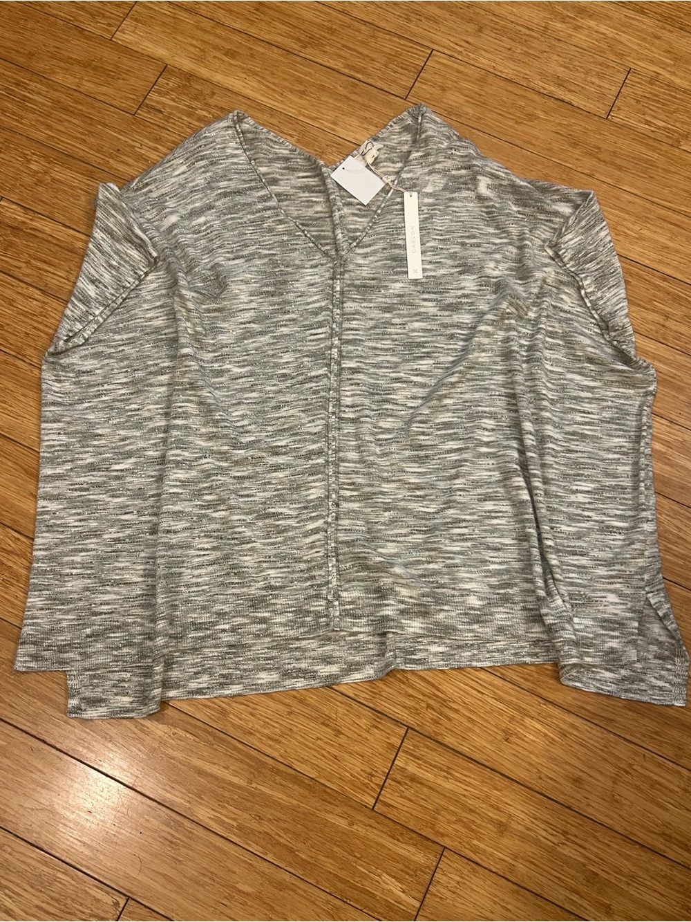 Caslon New w/Tags Gray & White Spacedye V-Neck Layering Ponch Top Pullover 3X-4X